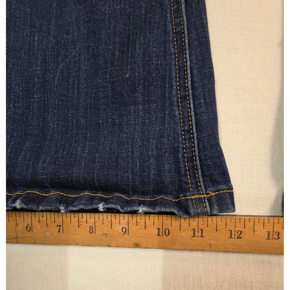 KanCan Women 2XL Dark Wash Flare Jeans Mid Rise Raw Hem Plus Size boho indie Y2K - Picture 6 of 8
